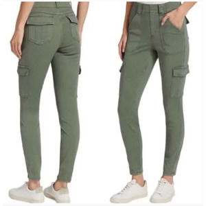 Spanx Stretch Twill Olive Green Ankle Cargo Jean Pants Pull-On Size Medium